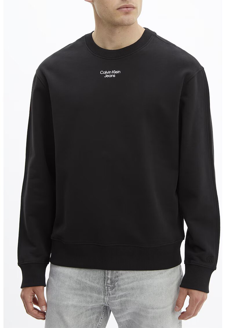 Calvin Klein Jeans Bluza sport cu decolteu la baza gatului - Negru