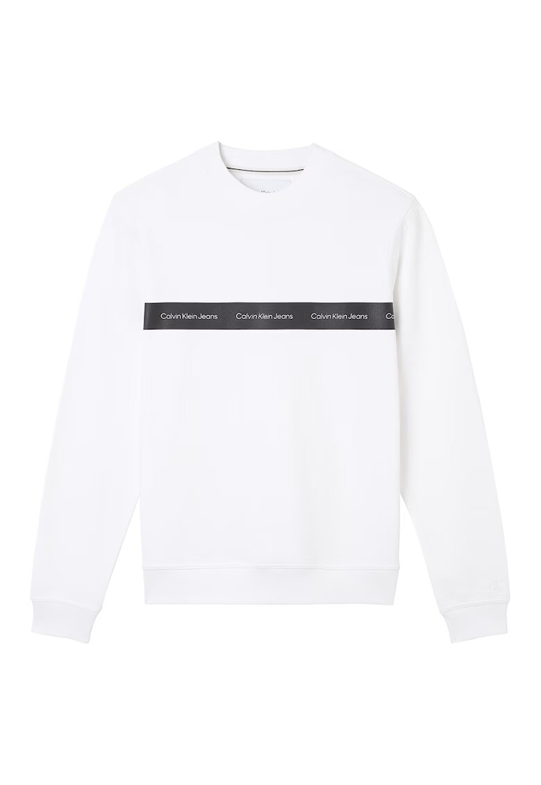 Calvin Klein Jeans Bluza sport cu decolteu la baza gatului si imprimeu logo - Alb/Negru stins