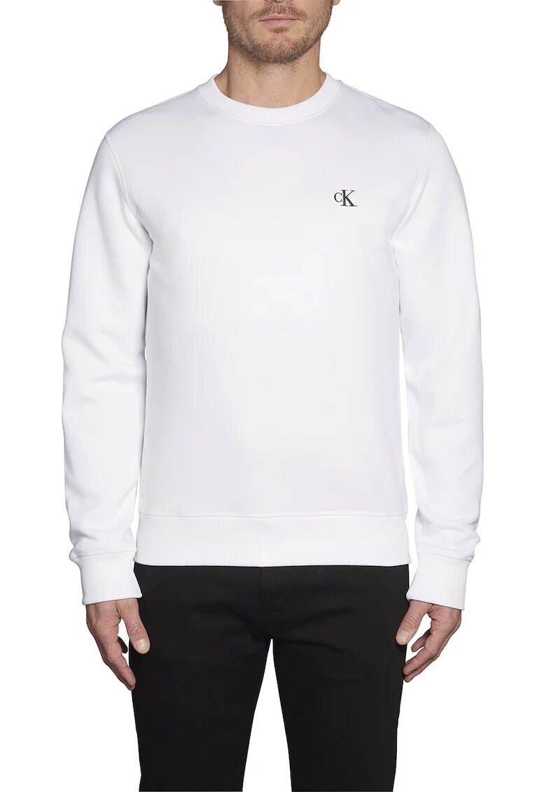 Calvin Klein Jeans Bluza sport cu decolteu la baza gatului si logo brodat discret