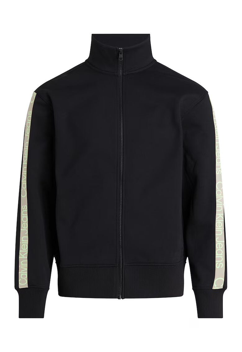 Calvin Klein Jeans Bluza sport cu fermoar si banda logo - Negru