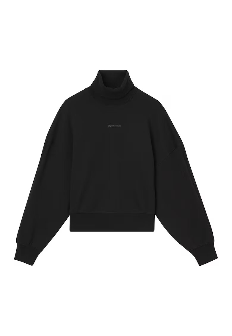 Calvin Klein Jeans Bluza sport supradimensionata din bumbac organic cu guler inalt - Negru