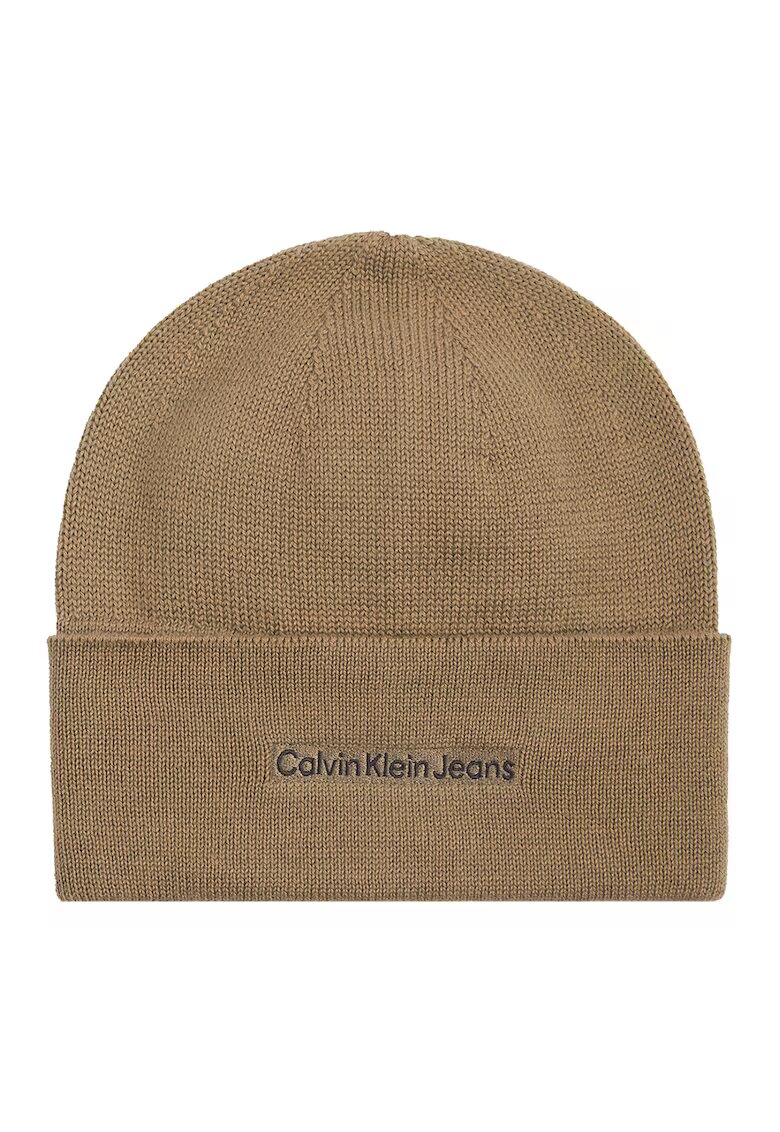 Calvin Klein Jeans Caciula din amestec de bumbac cu terminatie rulata - Maro