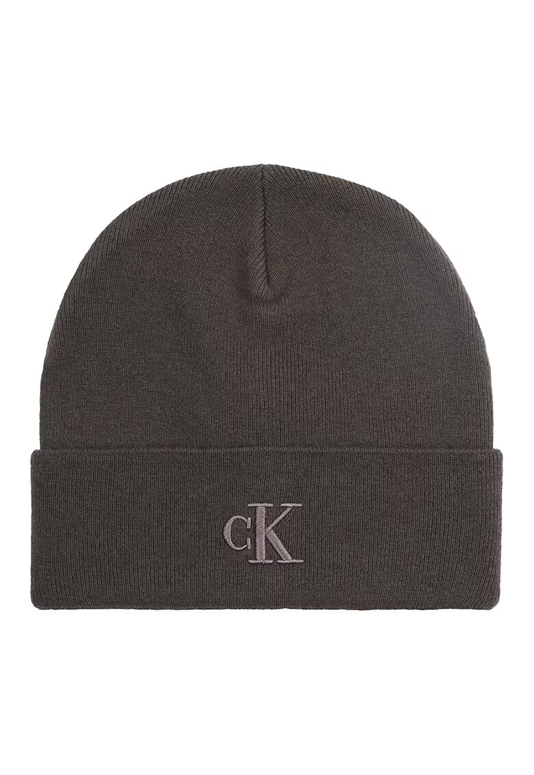 Calvin Klein Jeans Caciula din amestec de lana cu broderie logo - Maro inchis