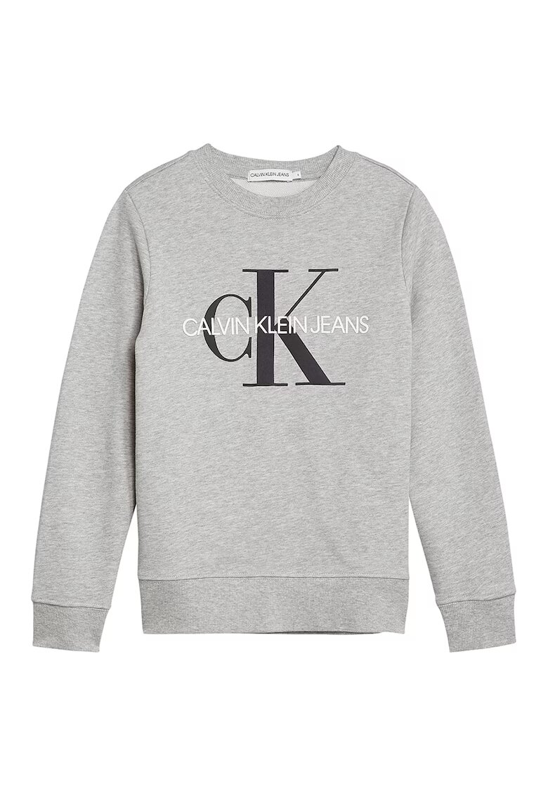 Calvin Klein Jeans CALVIN KLEIN - Bluza sport din bumbac organic cu imprimeu logo - Gri deschis melange