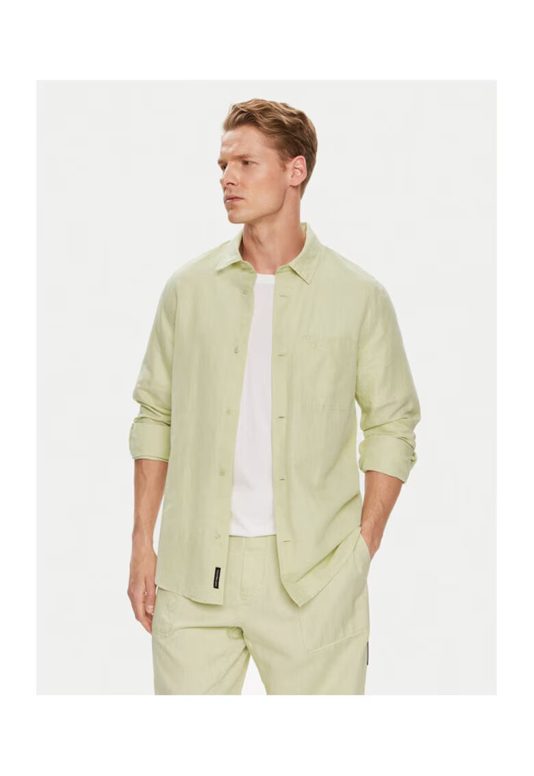 Calvin Klein Jeans Camasa barbati culoare verde - bumbac