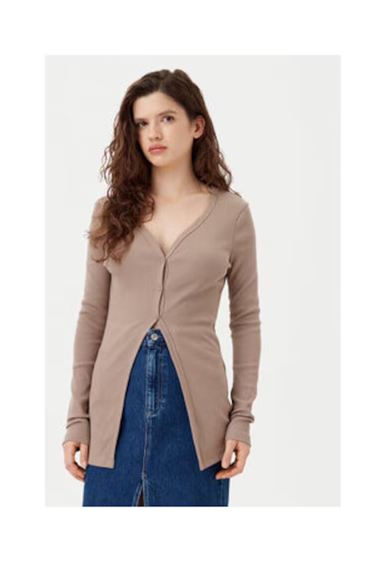 Calvin Klein Jeans Cardigan dama - bej - bumbac/elastan -