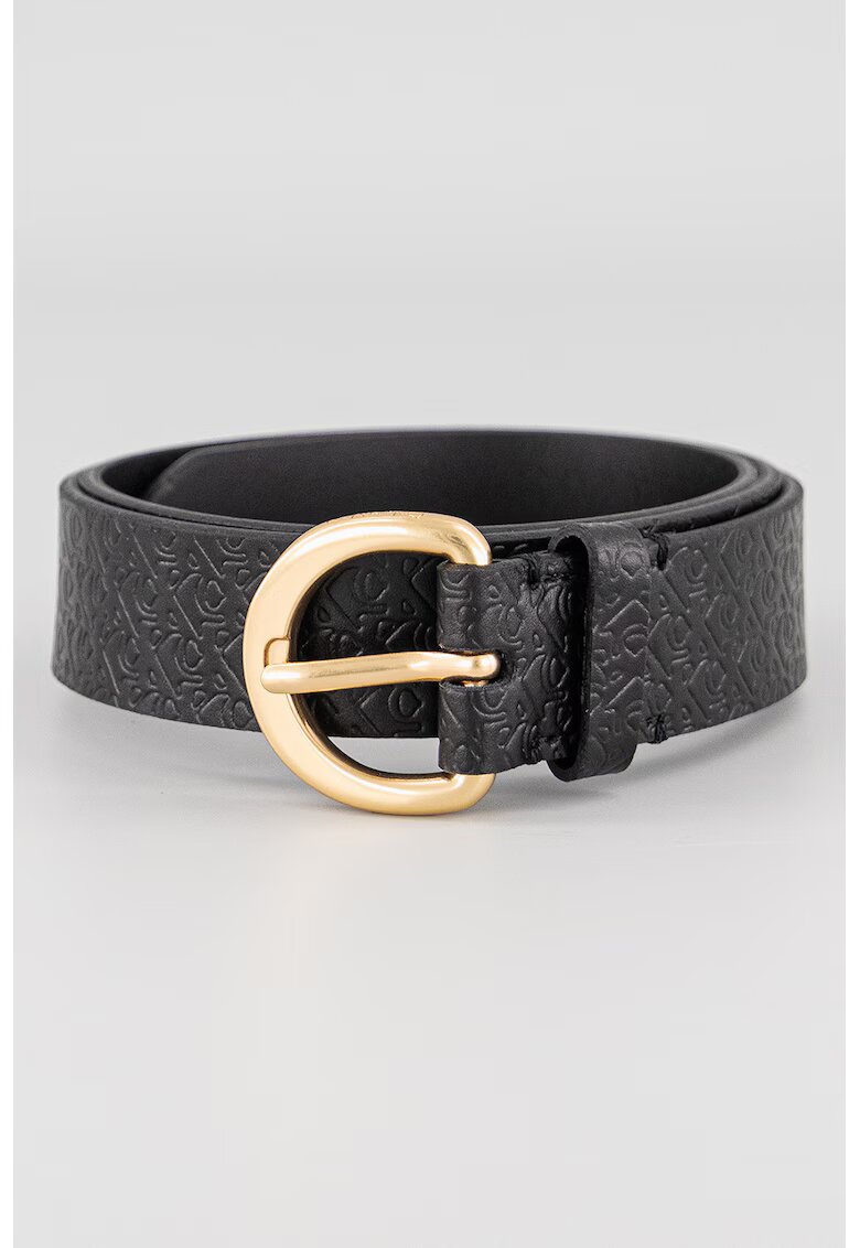 Calvin Klein Jeans Curea de piele cu model monograma - Negru