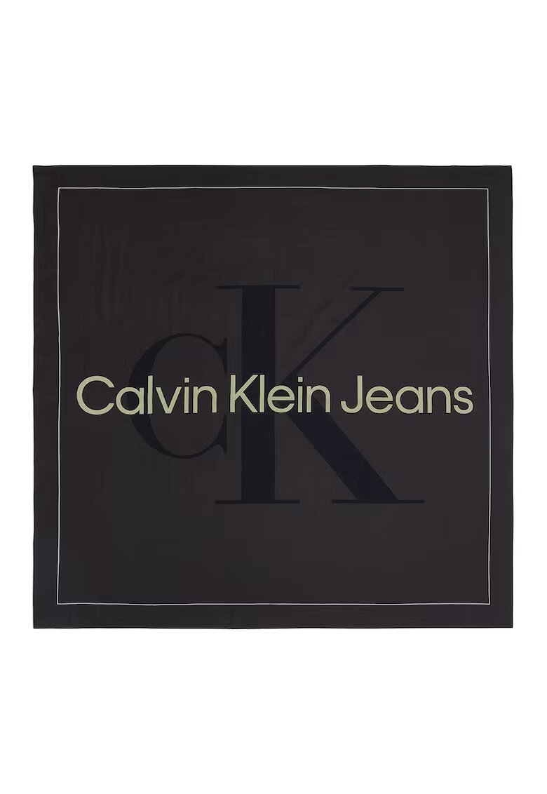 Calvin Klein Jeans Esarfa de bumbac cu logo - Maro inchis/Negru