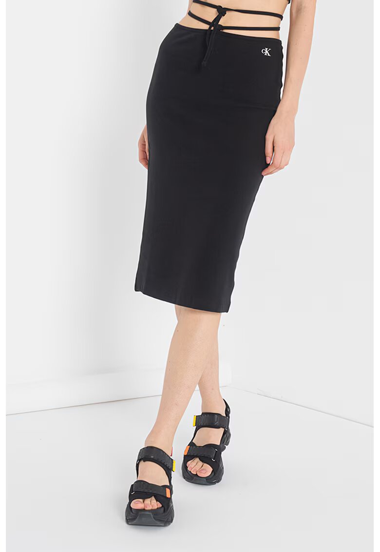 Calvin Klein Jeans Fusta creion midi - Negru