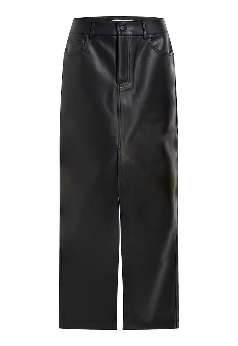 Calvin Klein Jeans Fusta lunga de piele ecologica cu slit frontal - Negru