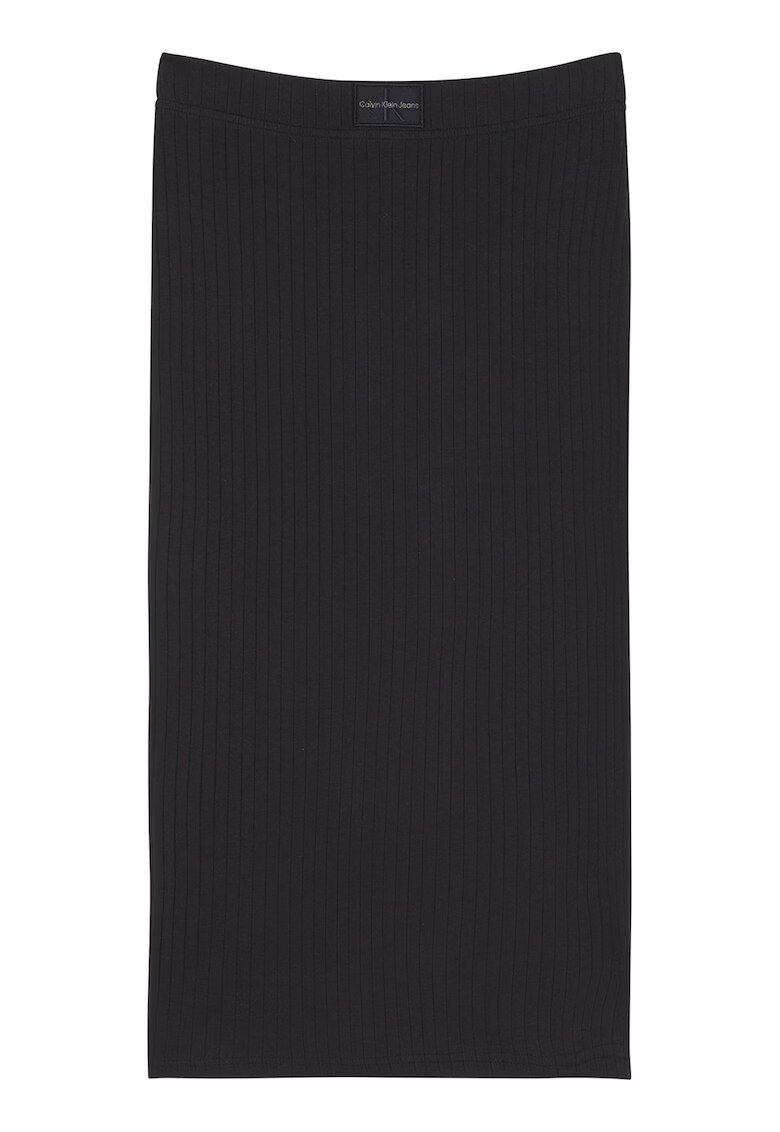 Calvin Klein Jeans Fusta midi cambrata cu talie elastica - Negru