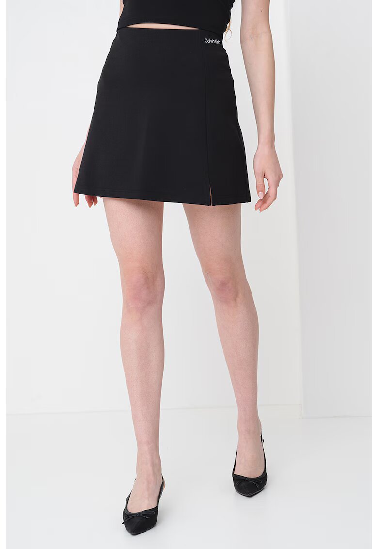Calvin Klein Jeans Fusta mini cu croiala in A - Negru