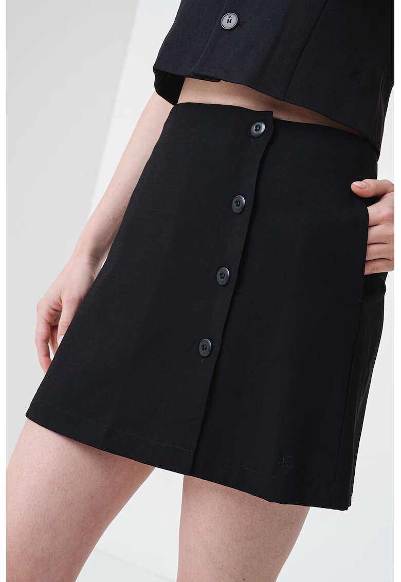 Calvin Klein Jeans Fusta mini cu talie inalta - Negru