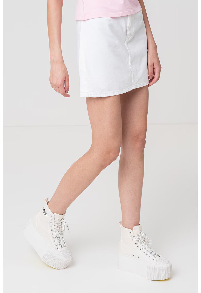 Calvin Klein Jeans Fusta mini dreapta - Alb murdar
