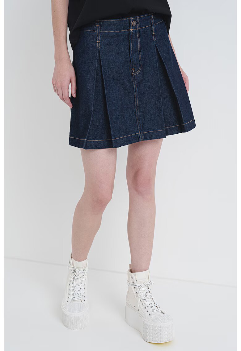 Calvin Klein Jeans Fusta scurta din denim - Albastru inchis