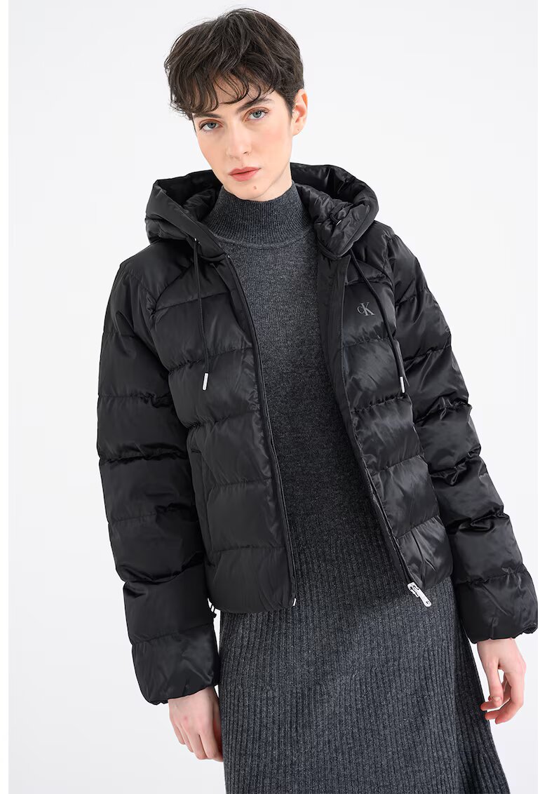 Calvin Klein Jeans Geaca cu finisaj rezistent la vant si gluga - Negru