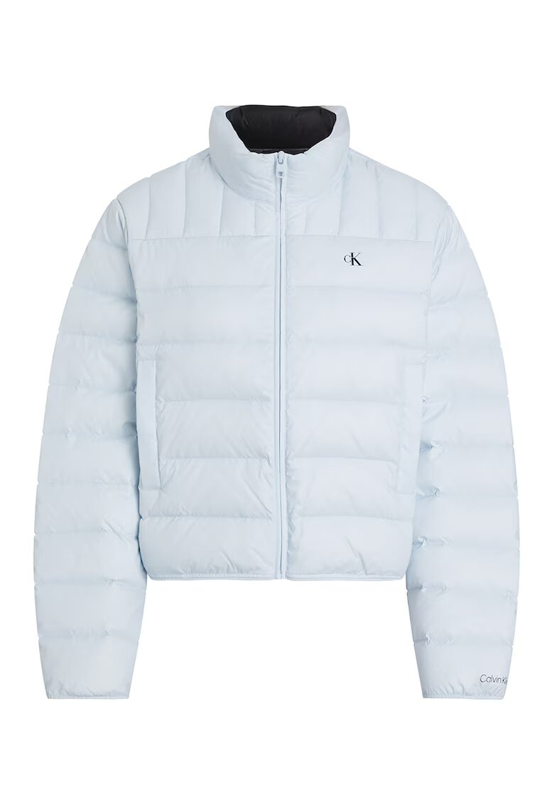 Calvin Klein Jeans Geaca matlasata cu guler mediu - Albastru glaciar
