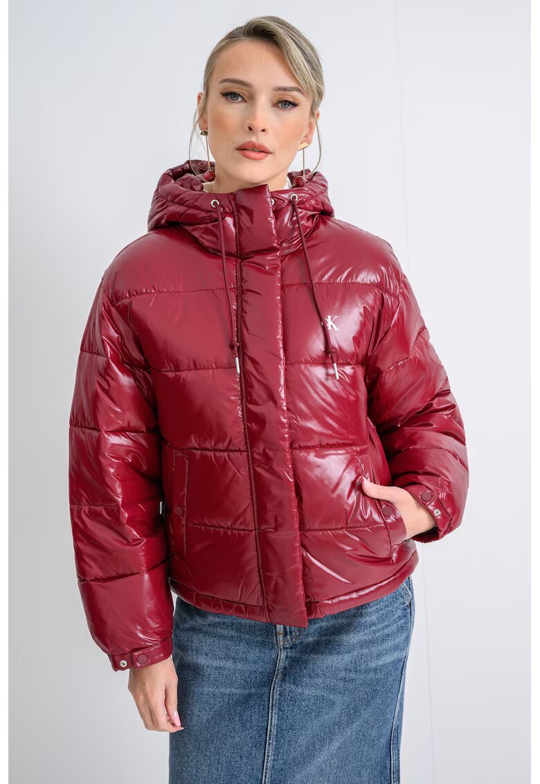 Calvin Klein Jeans Geaca relaxed fit cu mansete elastice - Visiniu