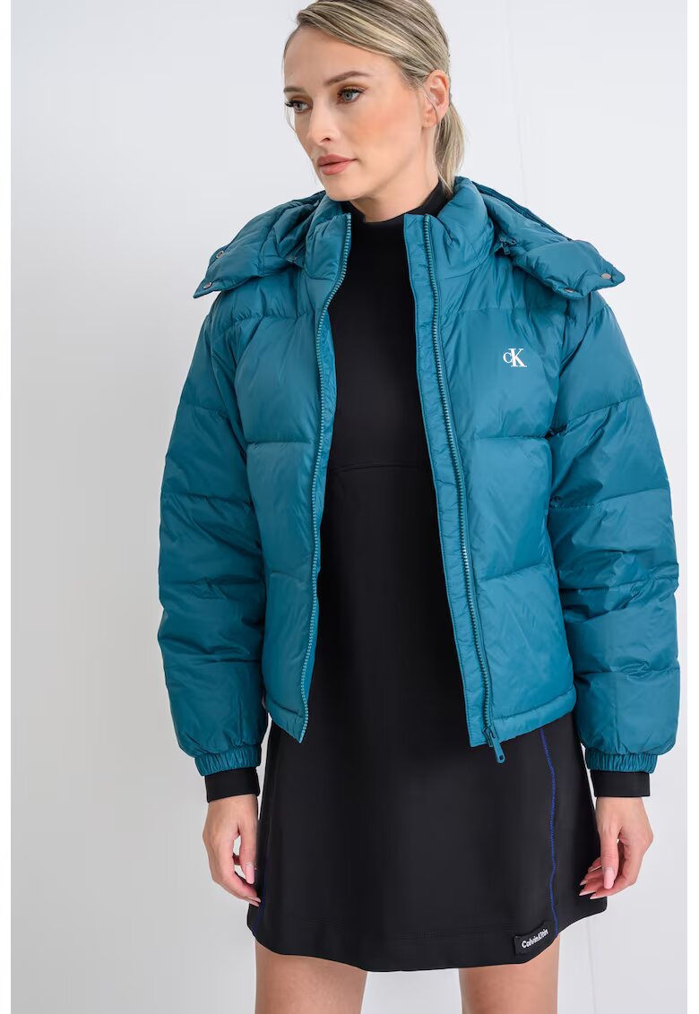 Calvin Klein Jeans Geaca relaxed fit cu umplutura de puf - Verde petrol