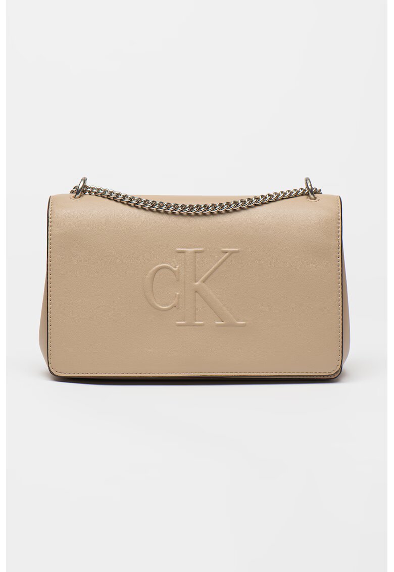 Calvin Klein Jeans Geanta crossbody cu logo in relief - Maro taupe deschis