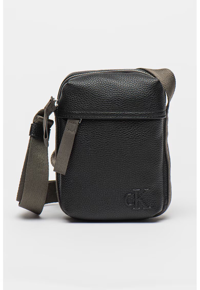 Calvin Klein Jeans Geanta crossbody din piele ecologica cu bareta textila - Negru