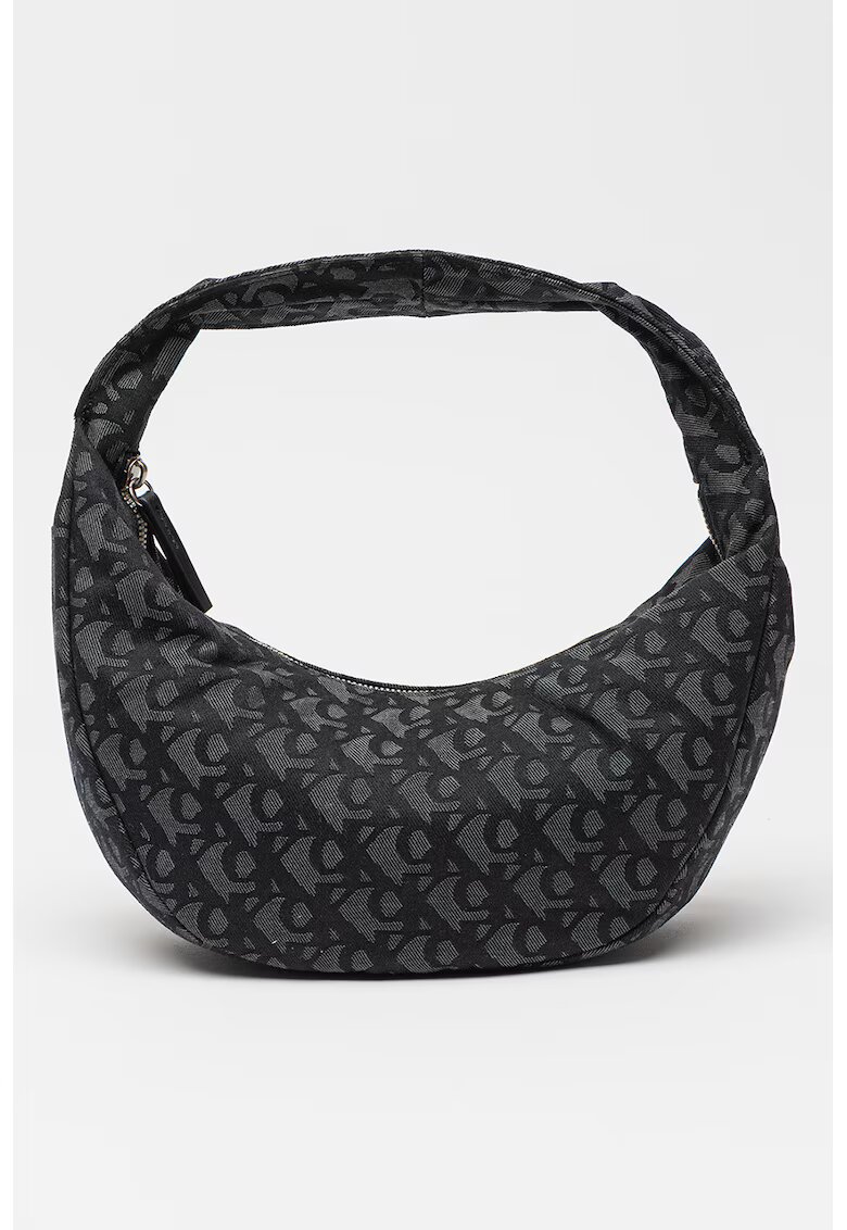Calvin Klein Jeans Geanta in forma de semiluna cu bareta de umar si monograma - Negru/Gri