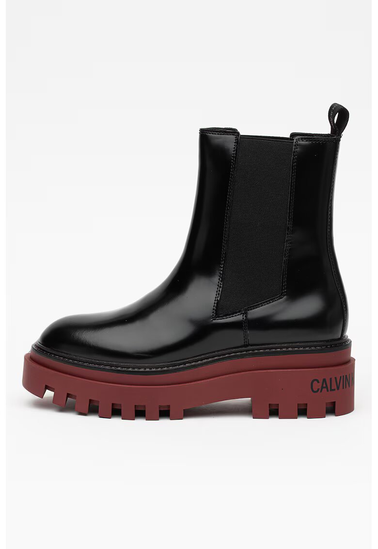 Calvin Klein Jeans Ghete Chelsea mid-high de piele ' - Visiniu/Negru