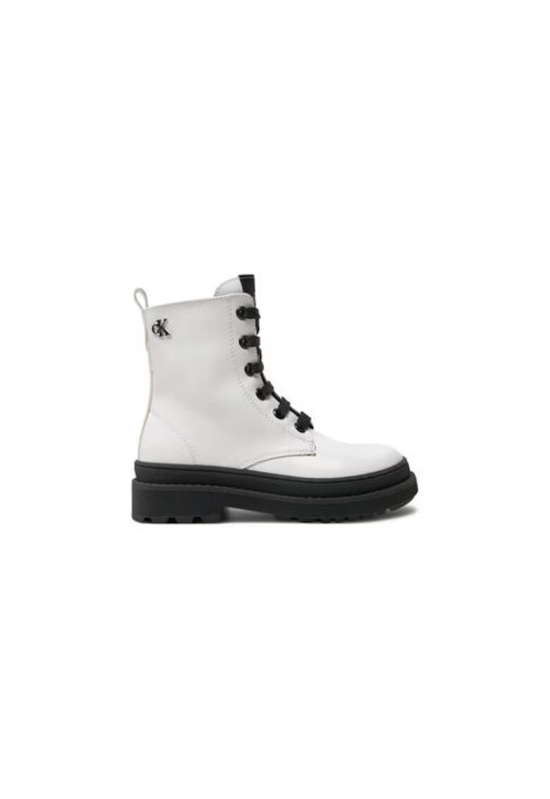 Calvin Klein Jeans Ghete de drumetie pentru fete - piele ecologica - alb