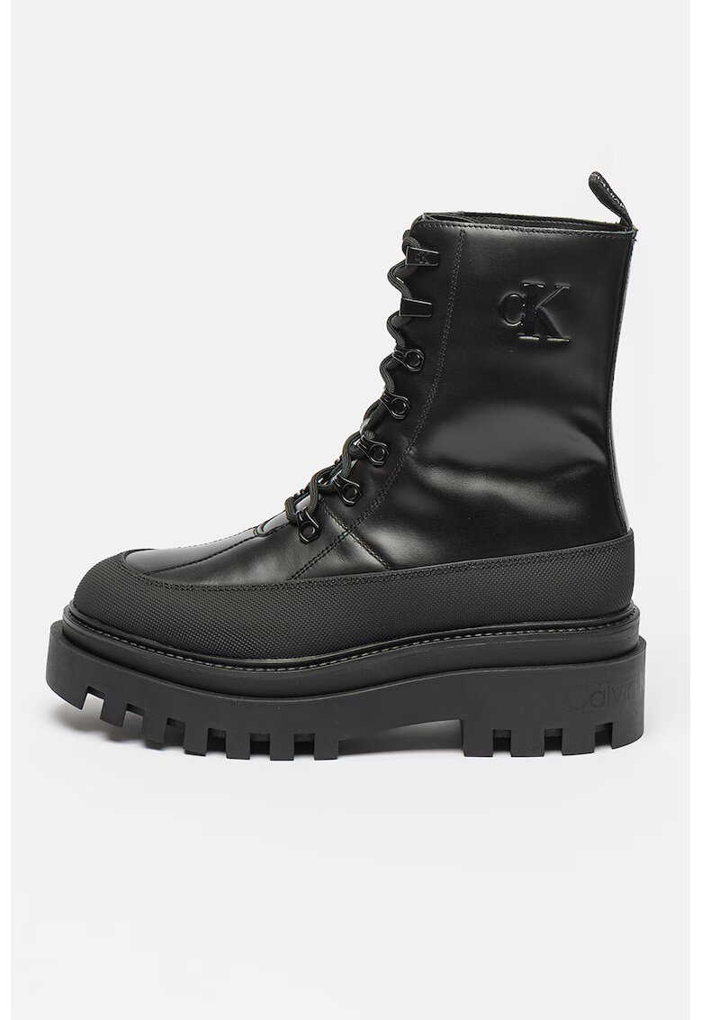 Calvin Klein Jeans Ghete de piele cu aspect masiv - Negru