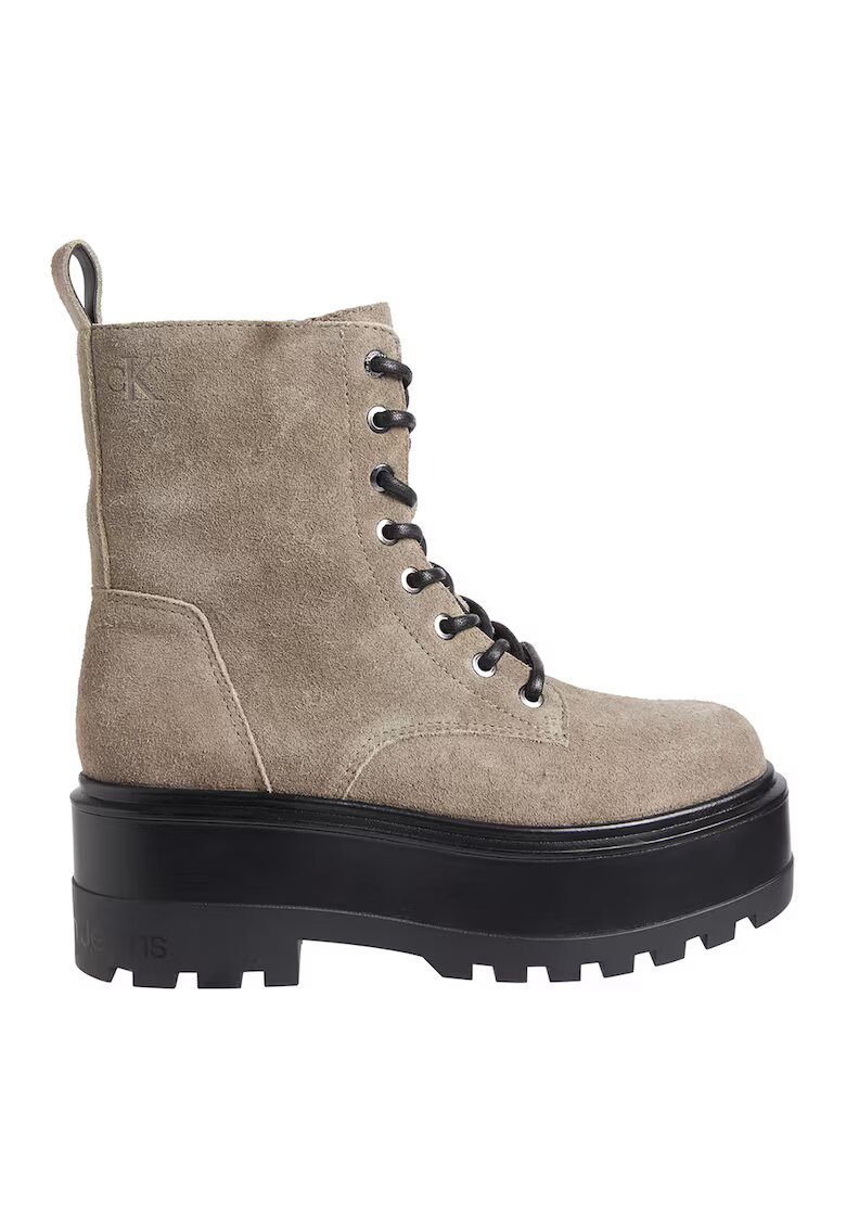 Calvin Klein Jeans Ghete de piele intoarsa cu platforma - Maro taupe