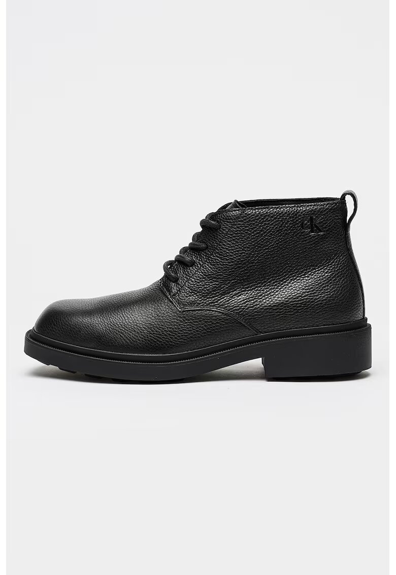 Calvin Klein Jeans Ghete din piele cu sireturi - Negru