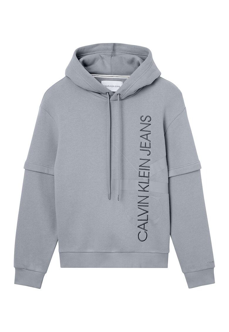 Calvin Klein Jeans Hanorac din amestec de bumbac organic cu maneci cazute - Gri cenusiu