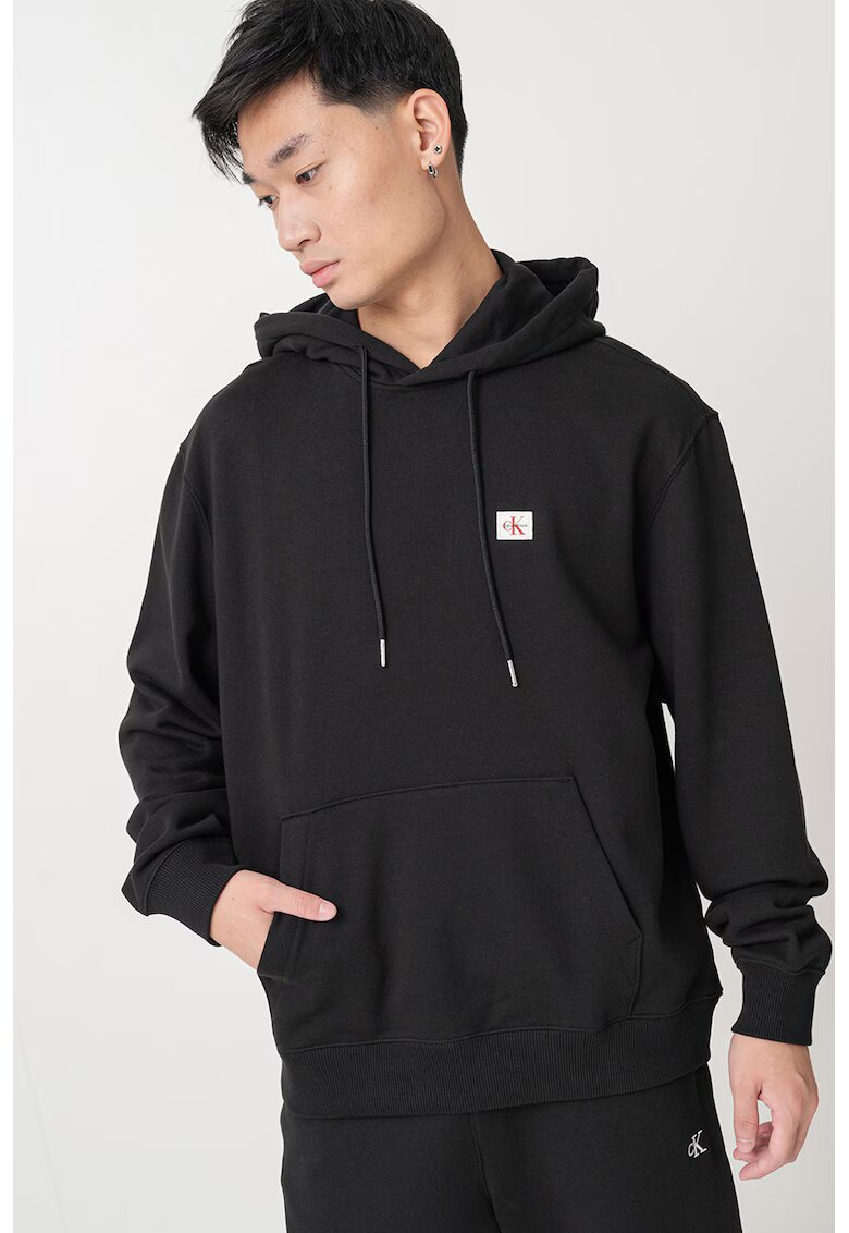Calvin Klein Jeans Hanorac din bumbac cu buzunar kangaroo - Negru