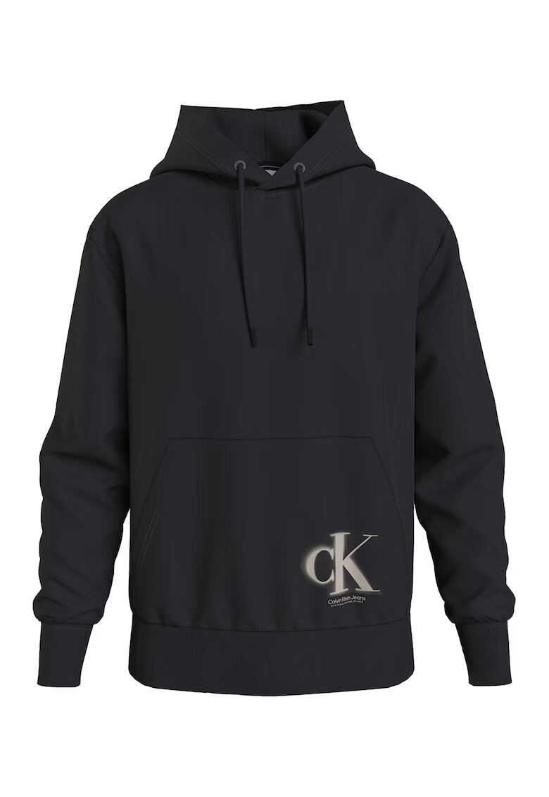 Calvin Klein Jeans Hanorac regular fit cu detaliu monograma - Negru