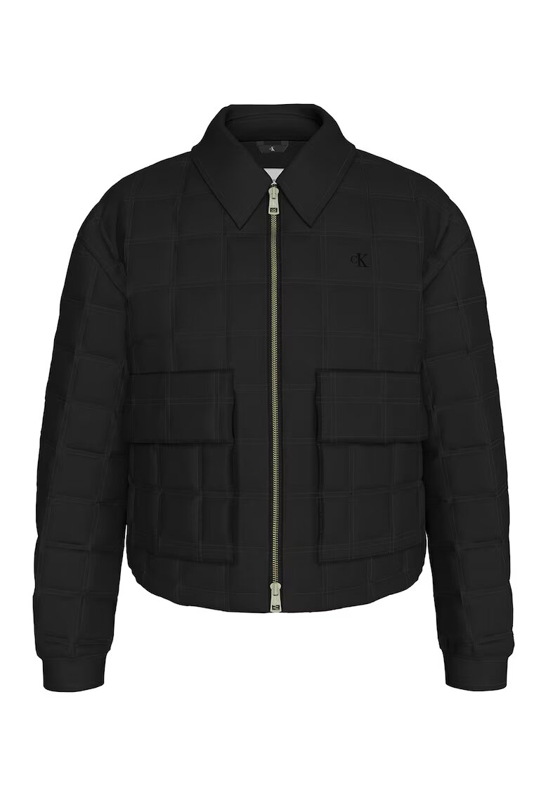Calvin Klein Jeans Jacheta cu fermoar si buzunare supradimensionate cu clapa - Negru