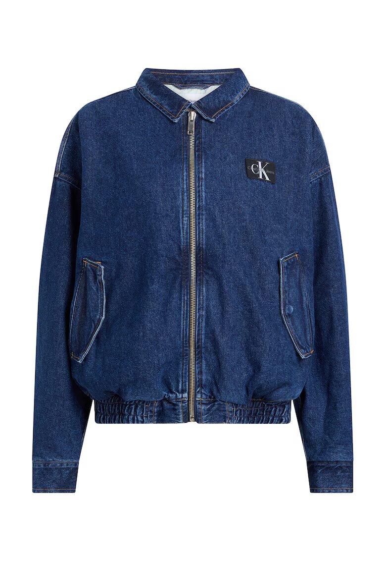 Calvin Klein Jeans Jacheta din denim cu fermoar si buzunare laterale - Albastru