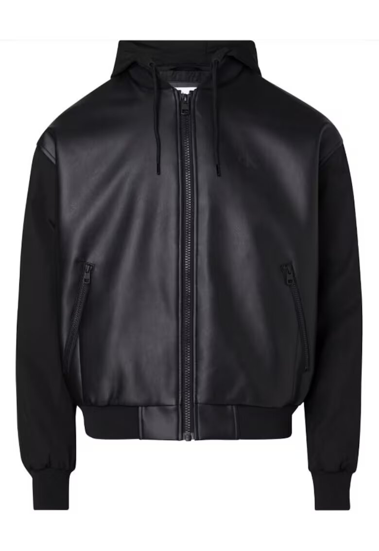 Calvin Klein Jeans Jacheta din piele eco cu gluga