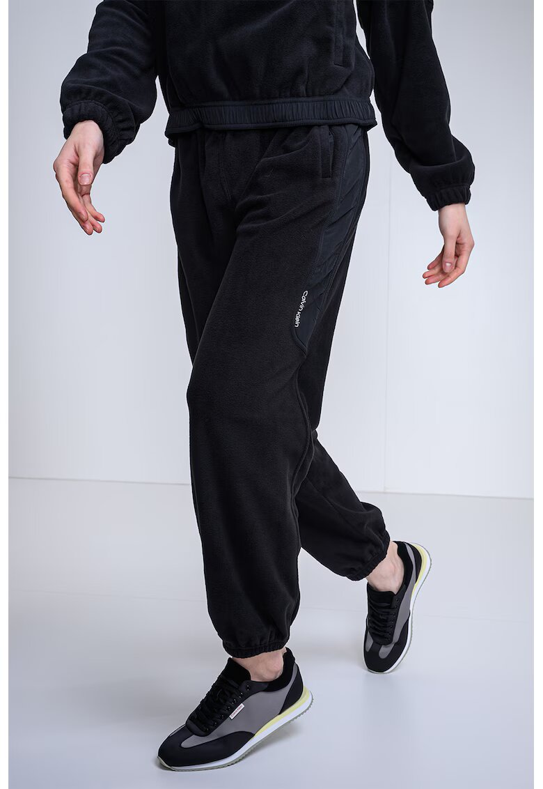 Calvin Klein Jeans Pantaloni de trening cu talie medie si ajustabila - Negru