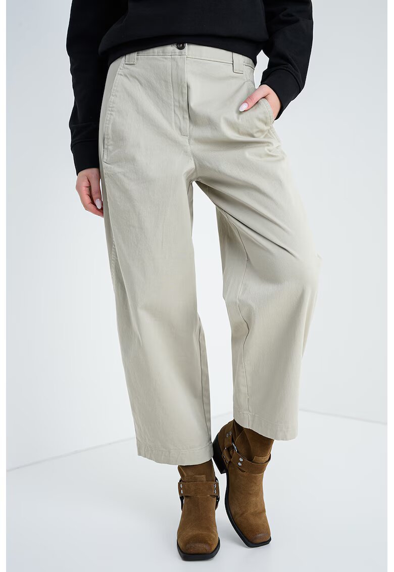 Calvin Klein Jeans Pantaloni drepti cu talie inalta - Alb murdar