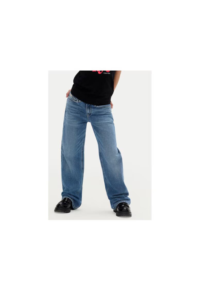 Calvin Klein Jeans Pantaloni fete - albastru - bumbac/elastan - Albastru