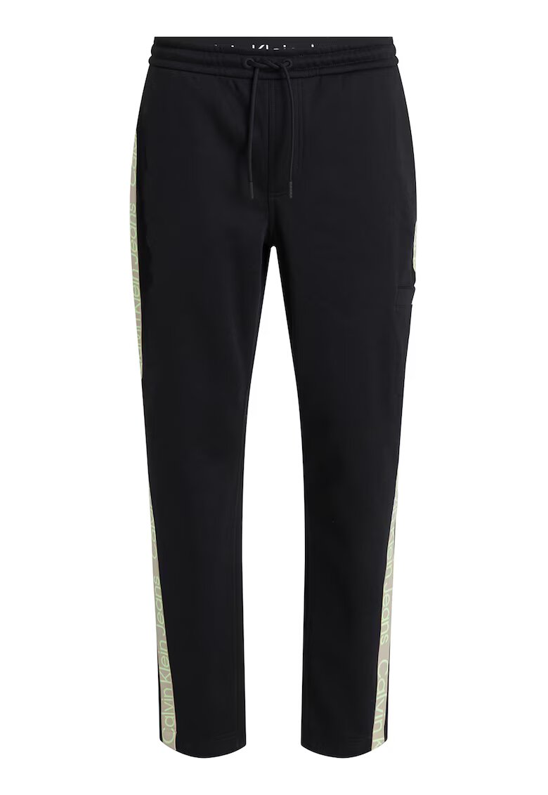 Calvin Klein Jeans Pantaloni sport relaxed fit cu benzi laterale cu logo - Negru