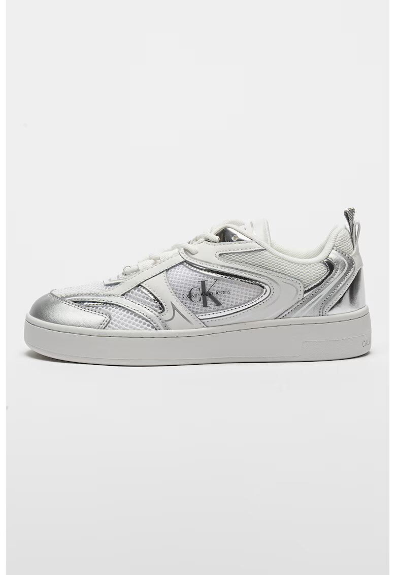 Calvin Klein Jeans Pantofi sport cu detalii de piele - Alb/Argintiu