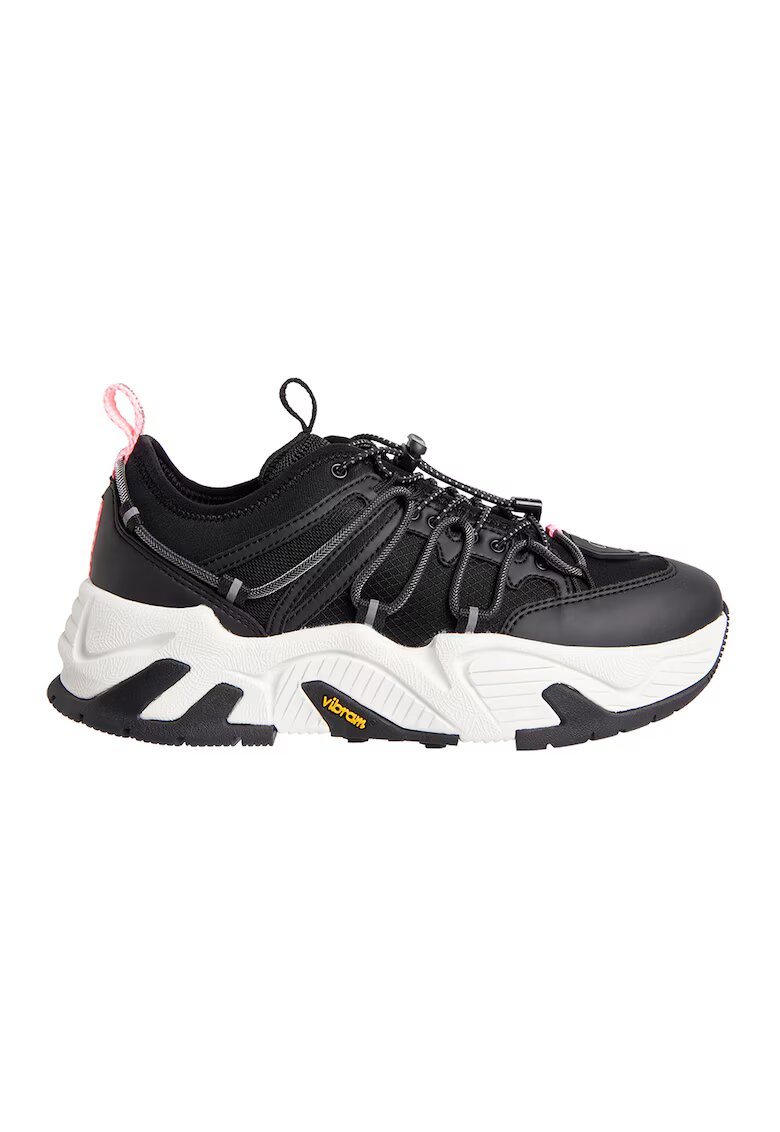 Calvin Klein Jeans Pantofi sport cu garnituri de piele ecologica - Negru/Roz