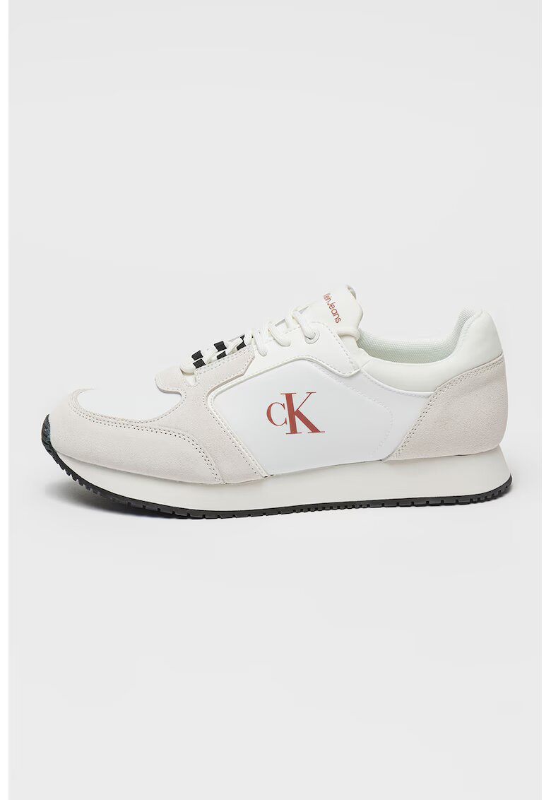 Calvin Klein Jeans Pantofi sport cu garnituri de piele intoarsa - Alb/Gri deschis