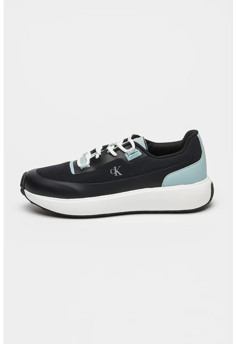 Calvin Klein Jeans Pantofi sport cu garnituri din plasa Athleisure Runner - Negru/Albastru aquamarin