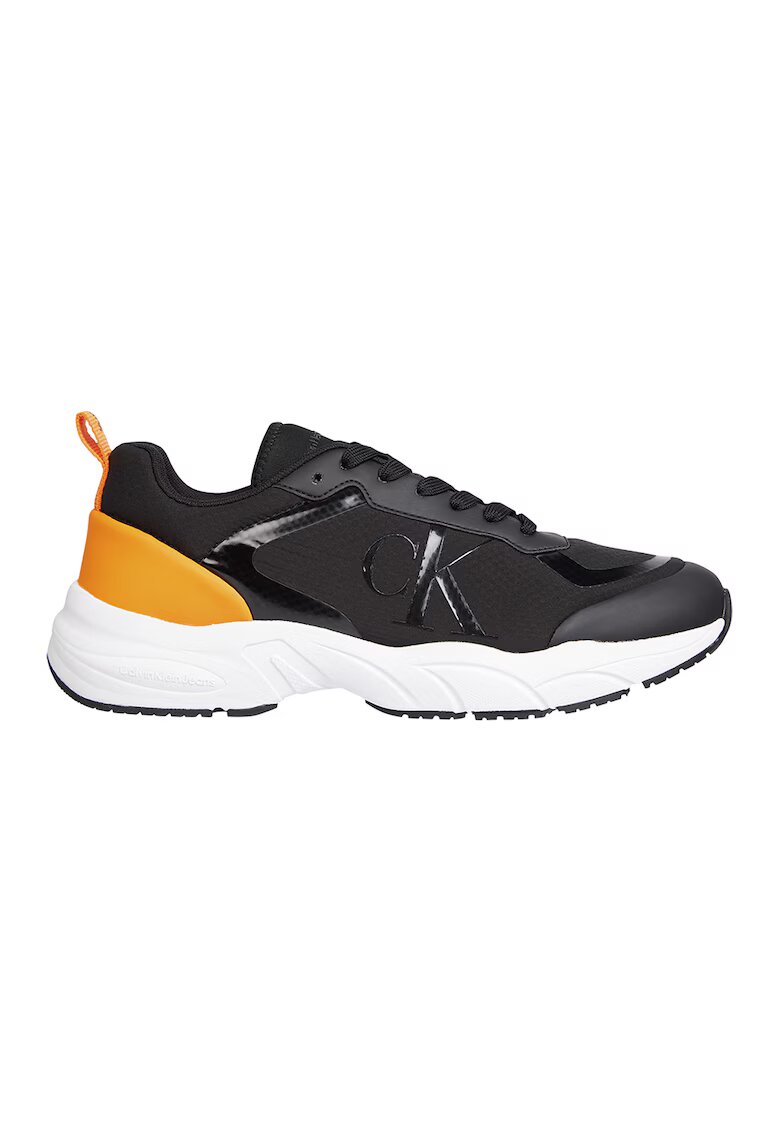 Calvin Klein Jeans Pantofi sport cu insertii de piele ecologica - Negru/Portocaliu