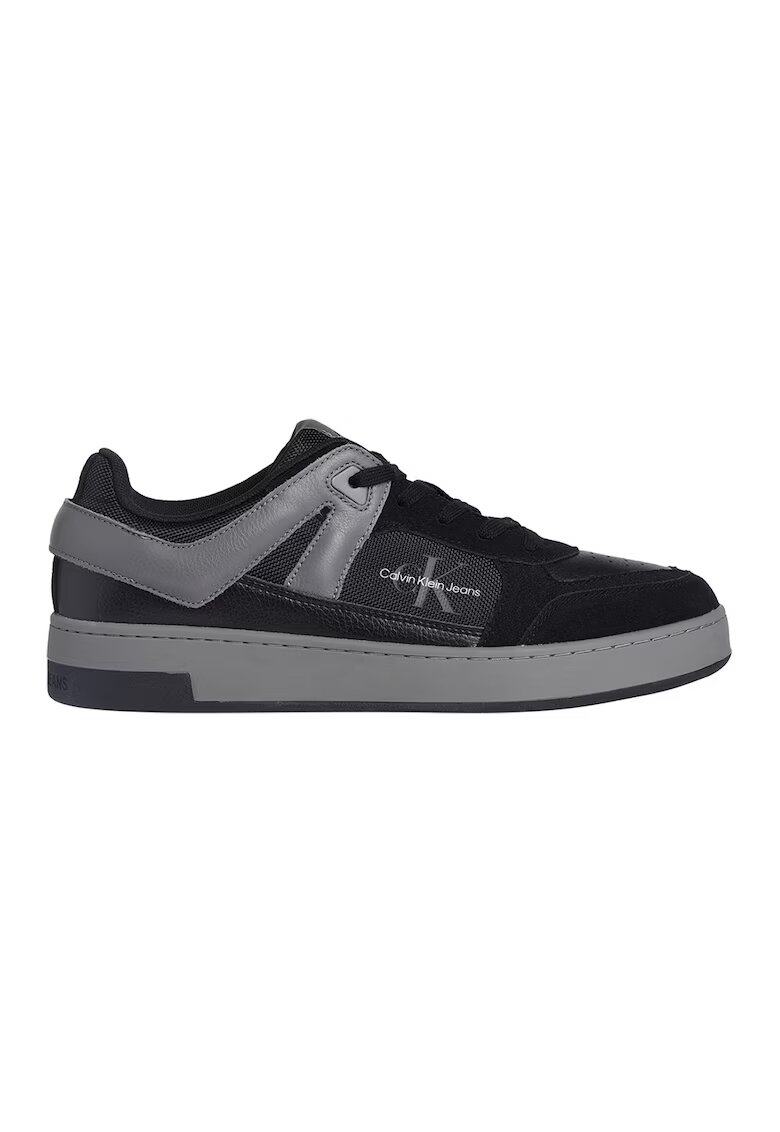 Calvin Klein Jeans Pantofi sport cu insertii de piele intoarsa - Negru/Gri carbune