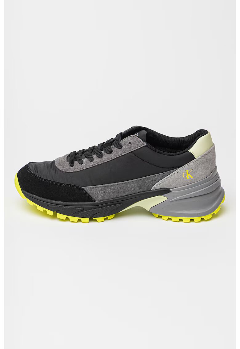 Calvin Klein Jeans Pantofi sport cu insertii din piele intoarsa - pentru alergare Hike - Negru/Gri inchis/Verde fistic