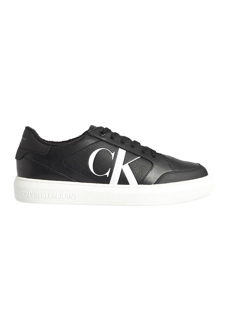 Calvin Klein Jeans Pantofi sport de piele cu garnituri de piele ecologica - Alb/Negru