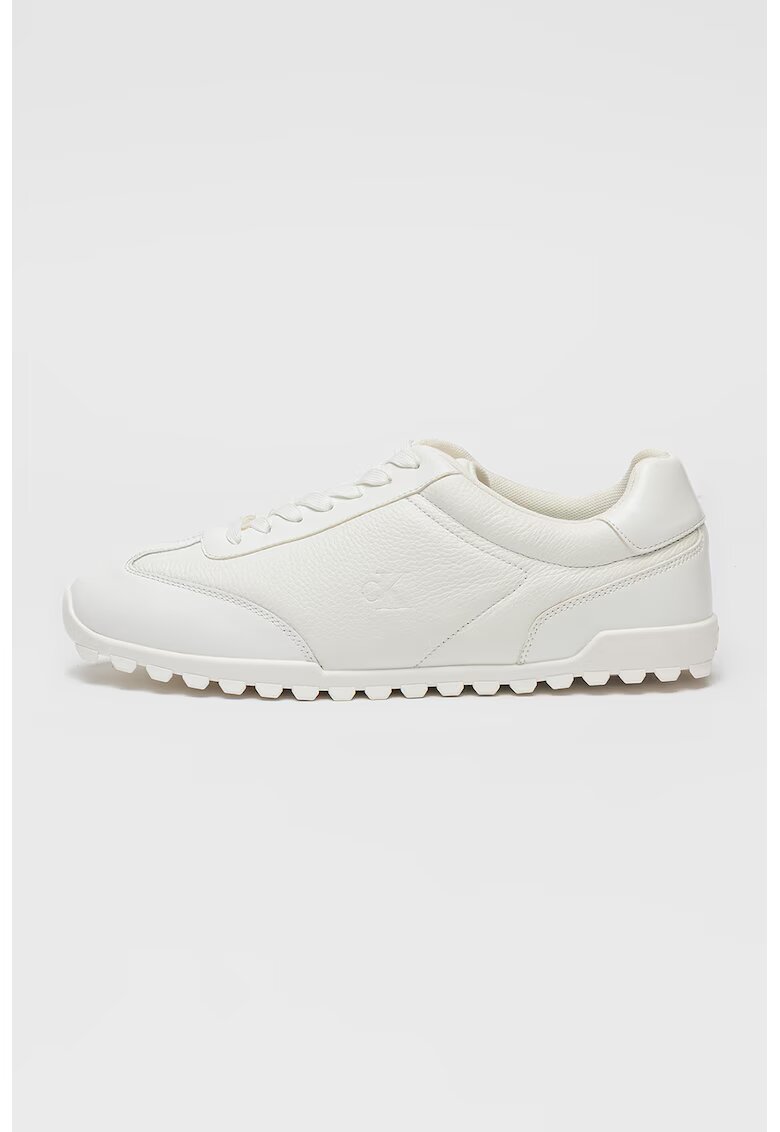 Calvin Klein Jeans Pantofi sport de piele cu garnituri sintetice - Alb murdar